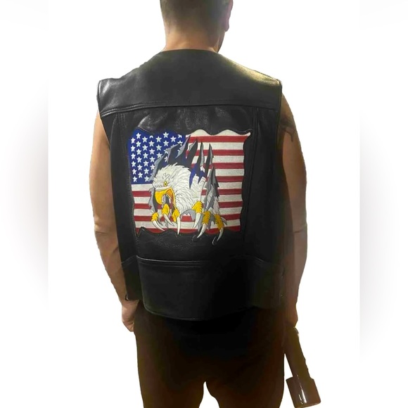 Genuine Leather Motorcycle Vest, Side-Laced W Tassels, Walter Dyer 80's Vintage - Picture 5 of 6